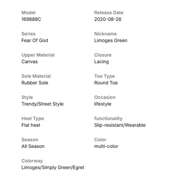 Converse Skid Grip xFear of God Essentials x Limoges Green Sneakers Men Sz 11 - Picture 9 of 14